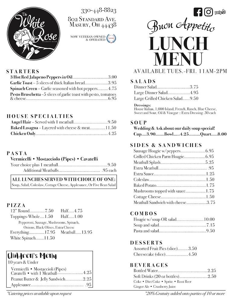 White Rose Spaghetti House Menu image 2